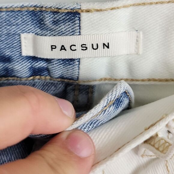 NWT- PACSUN Two-Tone Distressed High Waisted Straight Leg Jeans - Picture 9 of 13
